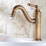 awxjx Washroomシンクミキサータップ銅ヨーロッパアメリカスタイルブラックホットとコールドバスルームBrushed Cold Alone Sit increase高
