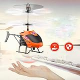 橙色　新型　D-715　ヘリコプター　感応飛行器　赤外線誘導　3秒自動離陸　赤外線センサー技術　点滅　無毒の材料　航空機　超頑丈　おもちゃ　子供用/大人用 (橙色, 感応飛行器)
