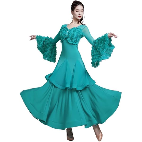 Amazon.co.jp: [LNIGHT] 社交ダンスドレス 花柄 フリル