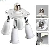 Elinkume E26 E27 4 Socket Adapter E27 LED Light Bulb Converts 1 Socket into 4 - Use for Standard Soc