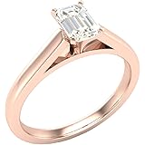 0.50カラット ダイヤモンド 婚約指輪 レディース エメラルドカット 4プロング ソリティアセッティング 14Kゴールド