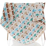 ベビーケット オーガニックコットン 6重より柔らか ガーゼおくるみ キノコ柄 ブルー