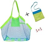 wheexlock 2パックビーチメッシュトートバッグ – M & XLサイズビーチNecessaries /ビーチおもちゃ/シェルバッグ/ ToysバッグStay AwayからSand & Wate