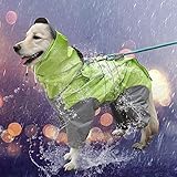 犬レインコート 犬用 ポンチョ ペットレインコートカッパ 雨合羽 防水 防雪 防塵 防風 小型犬 中型犬 大型犬 帽子付き 耐久性 通気 着脱簡単 快適 完全防水 多サイズ (28, グリーン)