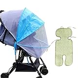 蚊帳 ベビーカー レインカバー 虫除け 日よけカバー ホワイト蚊帳 2個セット（子供の蚊帳 + ベビーカー座席にはマット） サンシェード 防虫ネット デング熱対策 紫外線UVカット 収納袋付き メッシ