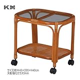 籐ガラステーブル　サイドテーブル 　キャスター付き　ＳＩｓｉＲＴ0705080ｉｓ