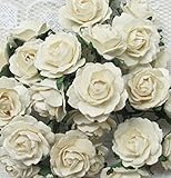 25 pcsホワイトローズ桑紙花25 – 30 mmスクラップブッキングWedding人形House Suppliesカードプロジェクト