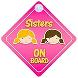 Sisters On Board Car Sign New Baby / Child Gift / Present / Baby Shower Surprise by mybabyonboard UK