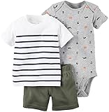 カーターズ carter's アパレル baby line 男の子 ロンパース Tシャツ パンツ グレー ホワイト カーキ ボーダー 綿 121G407 【並行輸入品】 6ヶ月