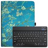 LUCA TE10D1M64-KV1H ケース LUCA TE10D1M64-KV1H キーボード 9～11インチタブレット通用ケース タブレットカバー Bluetoothキーボード付きカバー 分離式キーボード スタンド機能 四隅固定 全面保護 (C-ホワイト, LUCA TE10D1M64-KV1H)