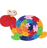 動物 デジタル 積み木パズル 木製のおもちゃ 幼児教育用品　誕生日のプレゼント 子供パズル　知育玩具 幼児教育アプリシリーズ知識を増すおもちゃ雑貨 木制品 子供のおもちゃ (カタツムリパズル)