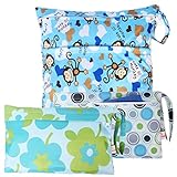 KF Baby Waterproof Cloth Diaper Travel Wet Dry Bag, Small Large Combo, Set of 3 by KF baby