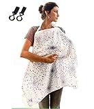 ムレない 授乳ケープ 【DauStage】 綿100% ガーゼ 生地 ワイヤー入り 収納袋付き ベビーカー用 ダブルフック ２個付き (01、リトルバード)