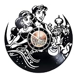 アラジンディズニービニールレコード壁時計 – 子供部屋やリビング部屋壁装飾 – ギフトのアイデア赤ちゃん、ガールズ、妹 – ユニークなアートデザイン