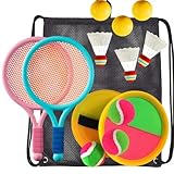 Kachar バドミントン テニス ラケット おもちゃ 外遊び ボール キャッチボール マジックテープ
