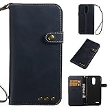 LG K8 2017 ケース UNEXTATI 手帳型 薄型 柔軟型 耐久 擦り傷防止 落下防止 ウォレット型 ケース カード収納付き LG K8 2017 対応 (P3 ブルー)