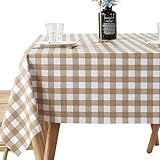 Hopeholic テーブルクロス ビニール おしゃれ テーブルカバー 撥水 PVC製 長方形 tablecloth 汚れ防止 防水 防油 北欧 テーブルマット 耐久 耐熱 ずれにくい 厚手140×180cm チェック柄 ブラウン