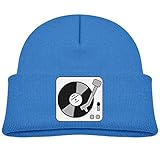 男女兼用 子供 テーラード ターンテーブル 音楽 レコード Dj プリント ニット帽 ビーニー 大人気 無地 オールシーズン アウトドア 日よけ お出かけ 通学 遠足 ダンス ブルー
