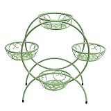 フラワーラック鍛鉄フラワーシェルフマルチレイヤーフラワーリビングルームバルコニーフラワーポット屋内 (Color : Green)