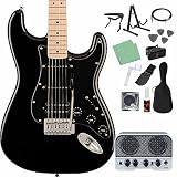 Squier by Fender SONIC STRATOCASTER HSS Black エレキギター初心者14点セット【Bluetooth搭載ミニアンプ付き】 ストラトキャスター ブラック 黒 スクワイヤー/スクワイア