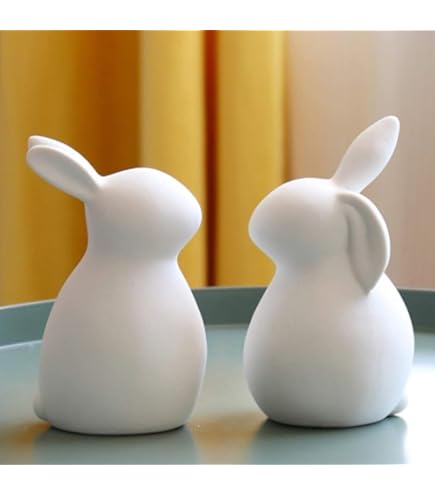 ふたつき入れ物 ウサギ 置物陶器製 Amazon.co.jp: 2Pcs 陶器 うさぎ 壷 保存容器 容器 蓋付き お