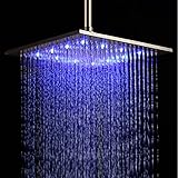 Rozin® 12-inch LED Color Bathroom Square Shower Head Rainfall Over-head Spray Brushed Nickel [並行輸入品]