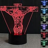3dイエスキリスト教Sufferingナイトライト7色変更LEDテーブルデスクランプアクリルフラットABSベースUSB充電器ホーム装飾おもちゃBrithday Xmas Kid Childrenギフト