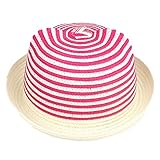 赤ちゃん の お出かけ用 麦わら 帽子 キャップ 男の子 女の子 (ピンク, 46cm-50cm(6ヶ月〜3歳目安）)