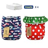 iZiv新生児2厚いおむつ付きオーガニック幼児防水/調整/再利用可能/洗えるポケット布おむつのフィット赤ちゃん0.5-3歳(カラー 1)