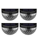 Patech 6LEDソーラーライト ソーラー充電式LED照明ライト 外灯 IP65 屋外仕様 屋外照明/軒先/壁掛け/庭先/玄関周りなどの防犯用 夜間自動点灯 四点セット(ブラック）