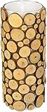 simplux Moving Wick Wood Pattern Mosaic Flameless LED Candle with Timer, 3 x 8, Brown by SIMPLUX