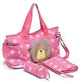 Mom Miya Large Capacity Multifunction Mummy Diaper Tote Bag Mother Nappy Bag Set 3pcs Star Bear Desi