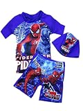 子供 水着 男の子 ラッシュガード キャップ付 3点セット キッズ ボイーズ スパイダーマン スーパーマン柄 SPIDER