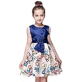 Ochine　ファッション　女の子ドレス 袖なし 綺麗な 花の飾り付け 蝶結び　フォーマル　子供誕生日パーティー 発表会 結婚式 入園式 演奏会 花嫁介添人 七五三 卒業式 お嬢様のドレス 全二色