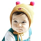 MIOIM® ベビー 子供 キッズ ニット帽子 ニットキャップ 暖かい ボンボン付き 秋冬 防寒 保温性 カジュアル ユニセックス プレゼント