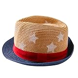 (コ-ランド) Co-land キッズ麦わら帽子 中折れハット 子供用キャップ ベビー用 バイカラー 星柄 男の子 女の子 男女児 紫外線UVカット ビーチ お出かけ レッド 50cm