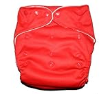 Bamboo ORIGINAL SOLID Pocket Snaps Cloth Diaper/ Nappy with Hip Snaps with 1 Insert - One Size - RED