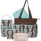 Baby Essentials 5 piece diaper bag Brown - Teal by Baby Essentials [並行輸入品]