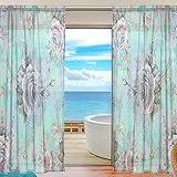 seulifeウィンドウ薄手のカーテン、花柄フラワーローズアートボイルカーテンドレープドアキッチンリビングルームベッドルーム55 x 78インチ2パネル 55"x 84" g2959042p112c1