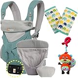 エルゴベビー抱っこ紐（ベルト付）360スリーシックスティ/アイスミント・クールエアインサート3III【正規品2年間保証-SG認定】よだれパッド+クリップおもちゃ付 （ご予約）