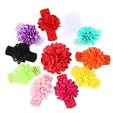 ベイビーズカチューシャヘア、canserin 10pc幼児用ゴムシフォンフラワーヘッドバンド