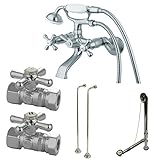 Kingston Brass CCK265C Vintage Wall Mount Clawfoot Tub Faucet Package in Polished Chrome