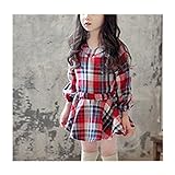 WIN おめかし ワンピ チェック 柄 ベビー キッズ ワンピース 女の子 用 子供 服 女児長袖ワンピース　女の子長袖ドレス (120cm)