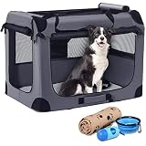 Petprscoソフト折りたたみ式犬用クレート 頑丈耐久81x58x58cmセンチメートルポータブル旅行犬クレート 柔らかい毛布、ドッグボウルとうんち袋と犬のエンクロージャ 中型犬用 屋内と屋外の使用