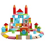 B Blesiya 約100pc　子供　建設おもちゃ　木製　ビルディングブロック　積み木　木製ブロック　レンガ　創造的な　セット
