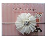 2.5 Chiffon Frayed Ballerina Flower baby PoshNPretty headband - Ivory by PoshNPretty