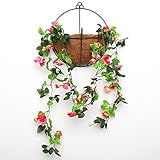 Yiliyajiaつるバラの造花2.4ｍ×3本セット　シルクフラワーグリーンリーフインテリア飾り壁掛け結婚式お祝い誕生日パーティー (レッド)