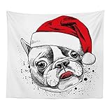 (プタス)Putars クリスマス タペストリー ビーチマット 壁掛け テーブルクロス 犬 IN 帽子 個性的 可愛い オシャレ ヨガマット レジャーシート ビーチ用ブランケット インテリア