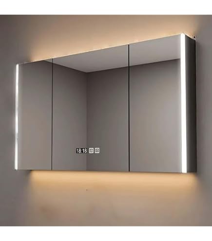 Amazon.co.jp: WJW 洗面所用 LEDライト付きミラーキャビネット, 110cm