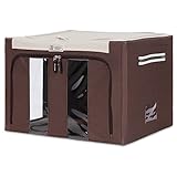 衣類収納ボックス セット 簡易 固定 折りたたみ可能 大容量 66/68リ収納ケース (ブラウン, 52*40*28 58L)